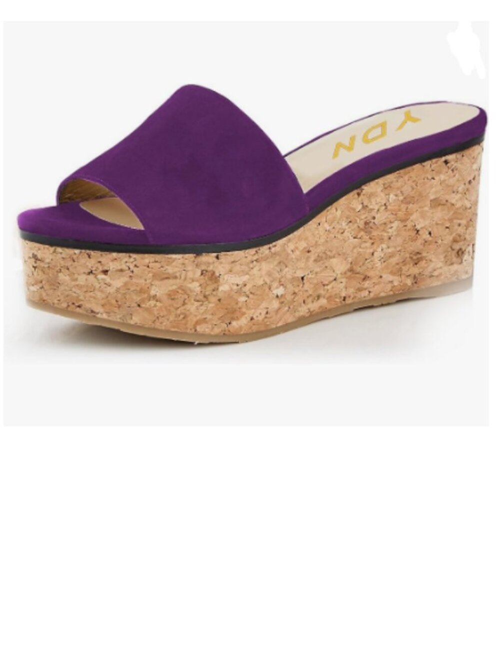 YDN Purple Peep Toe Platform Sandals Slip on Cork Wedge High Heel Mules Shoes